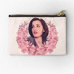Dana Scully The X-Files Gillian Anderson Flowers Oil Painting Zipper Pouch