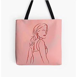 Gillian Anderson Red Dress Line Art Tote Bag