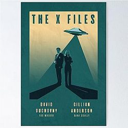 The X Files Mulder and Scully David Duchovny and Gillian Anderson Retro Vintage