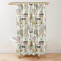 Small Town Connecticut - Town Square - Winter Snow - Gilmore Pattern Shower Curtain