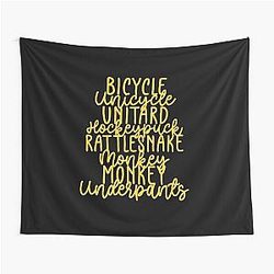 Monkey Monkey Underpants Fan Quote Yellow Tapestry