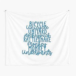 Monkey Monkey Underpants Blue Fan Quote Tapestry