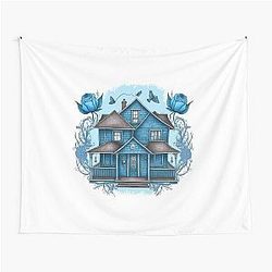 The Girls Blue House - Flowers - Gilmore Tapestry