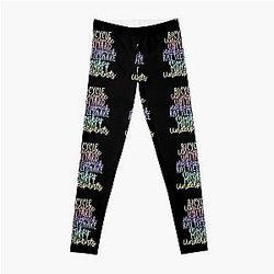 Monkey Monkey Underpants Rainbow Fan Quote Black Leggings
