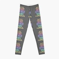Monkey Monkey Underpants Rainbow Fan Quote Grey Leggings
