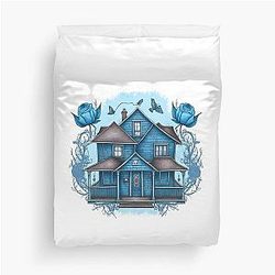 The Girls Blue House - Flowers - Gilmore Duvet Cover