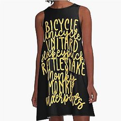 Monkey Monkey Underpants Fan Quote Yellow A-Line Dress