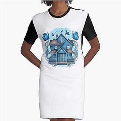 The Girls Blue House - Flowers - Gilmore Graphic T-Shirt Dress