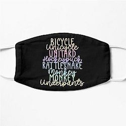 Monkey Monkey Underpants Rainbow Fan Quote Black Flat Mask