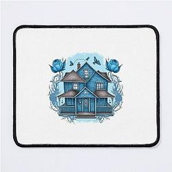 The Girls Blue House - Flowers - Gilmore Mouse Pad