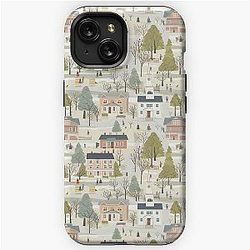 Small Town Connecticut - Town Square - Winter Snow - Gilmore Pattern iPhone Tough Case