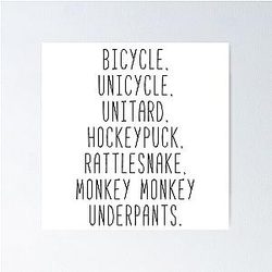 Monkey Monkey Underpants Fan Quote Poster