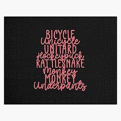 Monkey Monkey Underpants Pink Fan Quote Black Jigsaw Puzzle