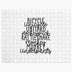 Monkey Monkey Underpants Black White Fan Quote Jigsaw Puzzle