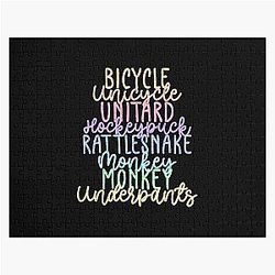Monkey Monkey Underpants Rainbow Fan Quote Black Jigsaw Puzzle