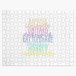 Monkey Monkey Underpants Rainbow Fan Quote White Jigsaw Puzzle