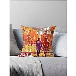 Where You Lead I Will Follow - The Girls Walking in Autumn - Gilmore Throw Pillow