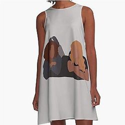 Ginny and Georgia fighting on a bed in a Netflix A-Line Dress