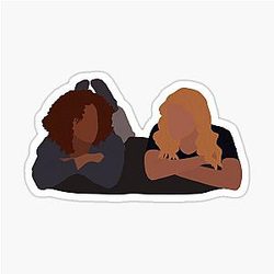 Ginny and Georgia on Bed Fighting Sticker