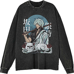 Gintoki & Sadaharu "Moonlight" PTTT1704 Washed  Gintama Sweatshirt