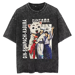 Yorozuya Family "Gintama" Retro PTTT1704 Washed  Gintama T-Shirt