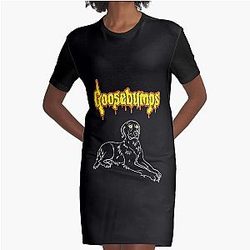 Goosebumps Dog Horror Graphic T-Shirt Dress