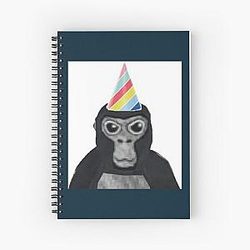 Gorilla tag monkey with birthday hat   Spiral Notebook