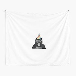 Gorilla tag monkey with birthday hat Tapestry