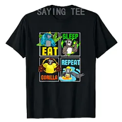Gorilla Monkey Tag VR Game Birthday Boys Eat Sleep Repeat T-Shirt