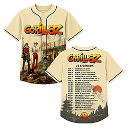 Gorillaz The Mountain Tour 2026 US & Canada HTCT2408 Gorillaz Baseball Jersey