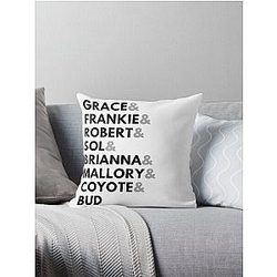 Grace Frankie Names Throw Pillow