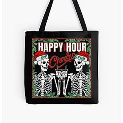 Frohes neues Jahr Cheers Skeletons Alle über Druck Tote Bag RB0512