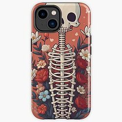 Floral Skeleton Halloween Skull Ribcage Grateful Dead Illustration Fantasy iPhone Tough Case RB0512
