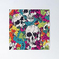 Trippy Hippy Skulls Poster RB0512