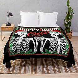 Happy Hour New Year Cheers Skeletons Throw Blanket RB0512