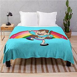Mabel Pines dancing on a rainbow background. Gravity Falls character. Throw Blanket