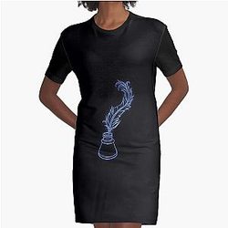 Grim Dawn Quill Constellation Design Graphic T-Shirt Dress
