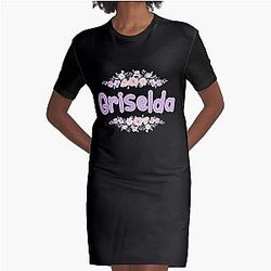 Purple Flower Griselda Graphic T-Shirt Dress (Black) Label