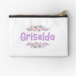 Purple Flower Griselda Label Zipper Pouch