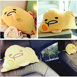 18*26CM Sanrio Gudetama Car Seat Neck Plush Pillow Headrest Rest Cushion Support Seat Auto Black Safety Pillow car Accessories