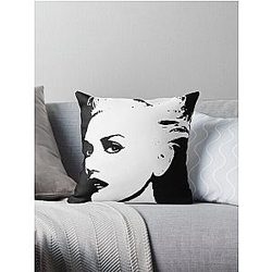 Black and white Gwen stefani portrait  Throw Pillow