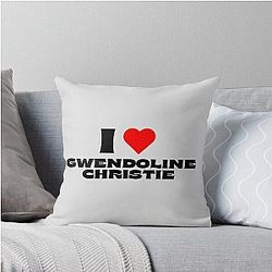 I Love Gwendoline Christie Black Font Throw Pillow