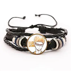 Haikyuu Bracelet Merch - Tsukishima Kei Bracelet Pendant Art Fabric Leather Bracelet