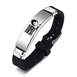 Haikyuu Bracelet Merch – Tadashi Yamaguchi Bracelet Karasuno Leather Stainless Steel Bracelet
