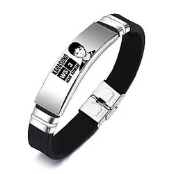 Haikyuu Bracelet Merch – Asahi Azumane Bracelet Karasuno Leather Stainless Steel Bracelet