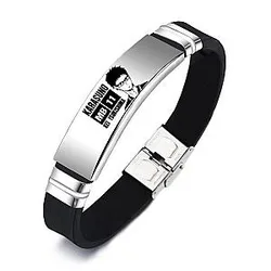 Haikyuu Bracelet Merch – Kei Tsukishima Bracelet Leather Stainless Steel Bracelet