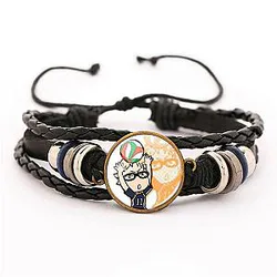 Haikyuu Bracelet Merch - Tsukishima Kei Bracelet Pendant Chibi Volleyball Fabric Leather Bracelet