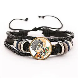Haikyuu Bracelet Merch - Yu Nishinoya Bracelet Pendant Chibi Volleyball Fabric Leather Bracelet