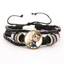 Haikyuu Bracelet Merch - Asahi Azumane Bracelet Pendant Chibi Art Fabric Leather Bracelet