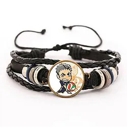Haikyuu Bracelet Merch - Daichi Sawamura Bracelet Pendant Chibi Art Fabric Leather Bracelet
